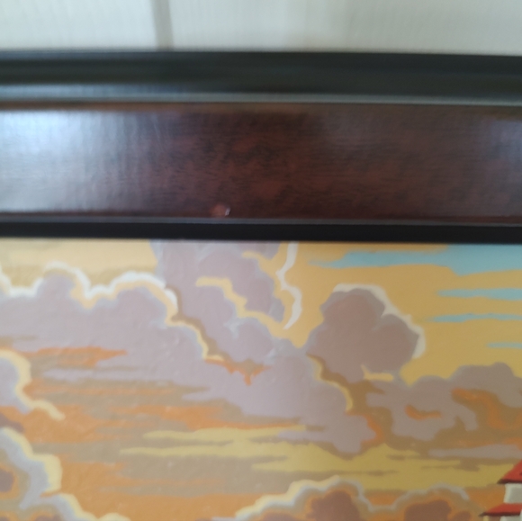 Vintage Paint By Number Framed Seascape Lighthouse Ocean View Painting - Picture 7 of 11